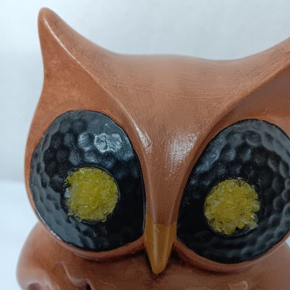 Vintage Handmade Ceramic Owl Light Hobbyist Hand Painted Electric Bird Lamp - Picture 7 of 16